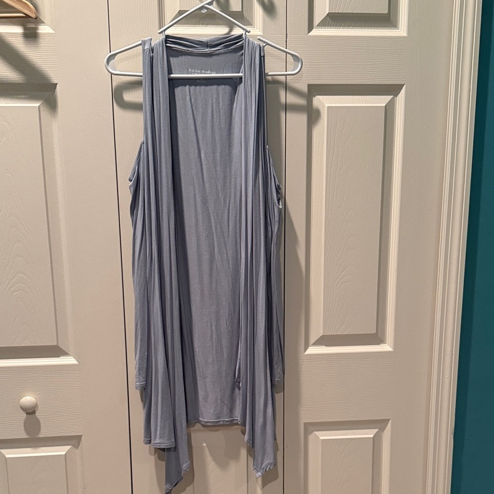 # Soft Surroundings 2X Ice Blue Draped Cold-shoulder Cardigan